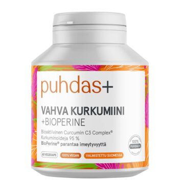 PUHDAS+ VAHVA KURKUMIINI&BIOPERINE 250MG VEGEKAPS 60 kpl