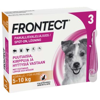 FRONTECT 5-10 KG KOIRALLE 67,6/504,8MG PAIKALLISVALELULIUOS 3x1 ml