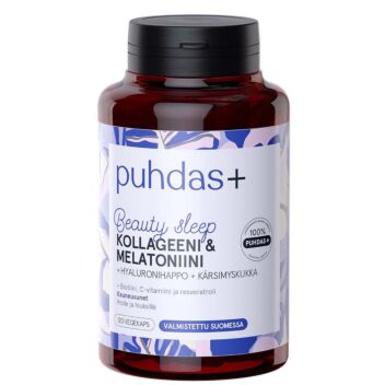 Puhdas+ Beauty Sleep kollageeni & melatoniini 120kpl | Kollageeni- ja hyaluronihappovalmisteet