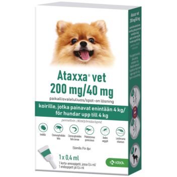 ATAXXA VET 200/40 MG PAIKALLISVALELULIUOS KERTA-ANN 0,4 ml