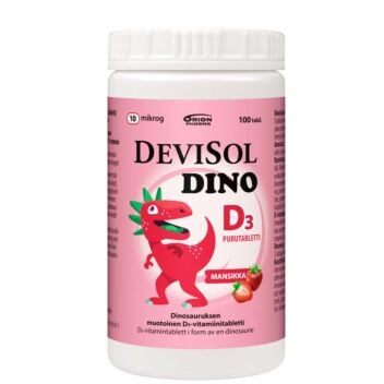 Devisol Dino Mansikka 10 mikrog purutabl 100 kpl | Vitamiinit