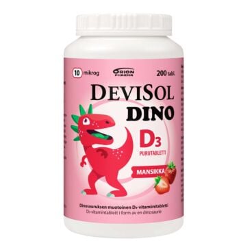 Devisol Dino Mansikka 10 mikrog purutabl 200 kpl | Vitamiinit