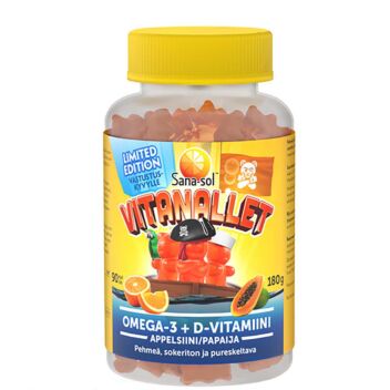 SANA-SOL VITANALLET OMEGA-3+D-VITAMIINI LIMITED EDITION 90 kpl
