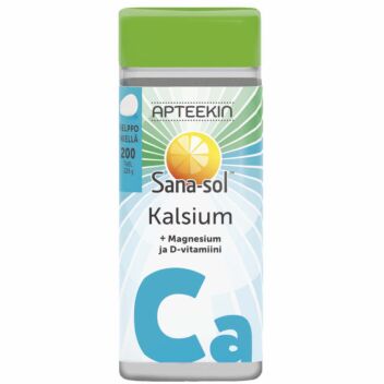 APTEEKIN SANA-SOL KALSIUM+MAGNESIUM JA D-VITAMIINI TABL 200 kpl