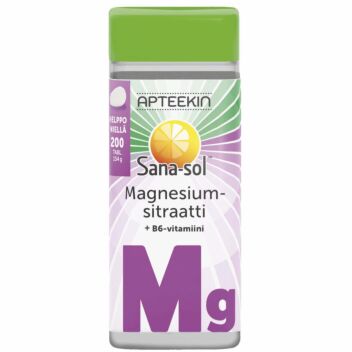 APTEEKIN SANA-SOL MAGNESIUMSITRAATTI + B6-VITAMIINI TABL 200 kpl