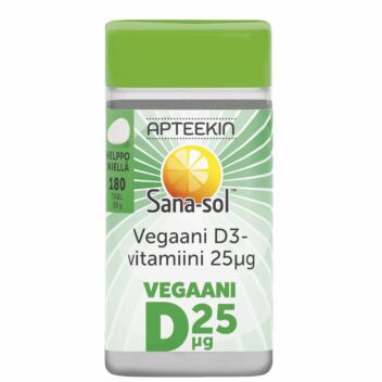 APTEEKIN SANA-SOL VEGAANI D3-VITAMIINI 25 MIKROG TABL 180 kpl