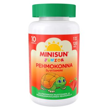 MINISUN PEHMOKONNA D-VITAMIINI MANSIKKA 10 MIKROG PURESKELTAVA 120 kpl