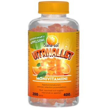SANA-SOL VITANALLET APPELSIINI MONIVITAMIINI LIMITED EDITION 200 kpl