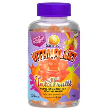 SANA-SOL VITANALLET TUTTIFRUTTI MONIVITAMIINI LIMITED EDITION 120 kpl