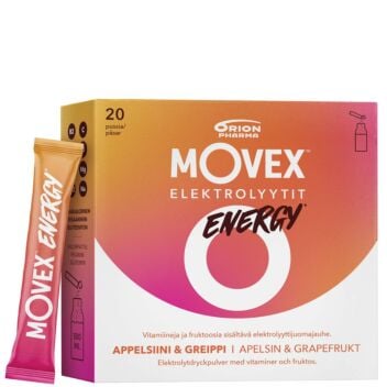 MOVEX ELEKTROLYYTTIJUOMAJAUHE ENERGY ANNOSPUSSI 20 kpl