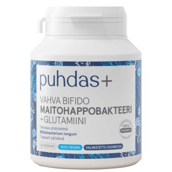 PUHDAS+ BIFIDO MAITOHAPPOBAKTEERI + GLUTAMIINI 60 KPL