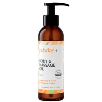 PUHDAS+ BODY & MASSAGE OIL ORANGE & VANILLA 150 ML