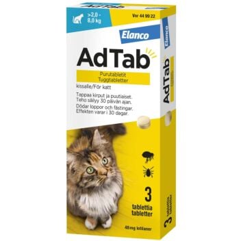 ADTAB 48 MG PURUTABLETTI KISSOILLE YLI 2-8 KG 3 fol