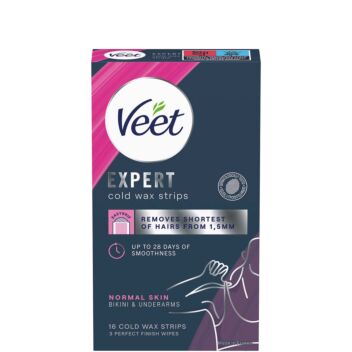 VEET EXPERT COLD WAX STRIPS BIKINI & UNDERARMS NORMAL SKIN 16 KPL