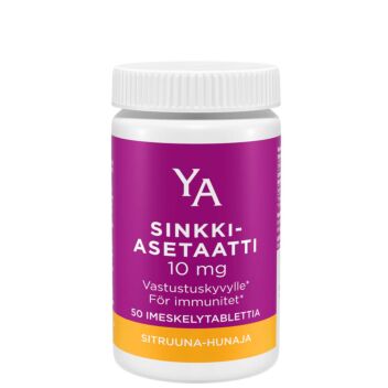 YA SINKKIASETAATTI 10 MG SITRUUNA-HUNAJA IMESKELYTABL 50 KPL