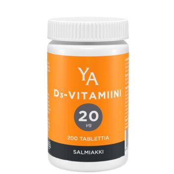 YA D-VITAMIINI 20 MIKROG SALMIAKKI TABL 200 KPL