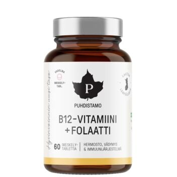PUHDISTAMO B12-VITAMIINI + FOLAATTI VADELMA 60 KPL