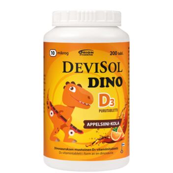 DEVISOL DINO APPELSIINI-KOLA 10 MIKROG PURUTABL 200 kpl