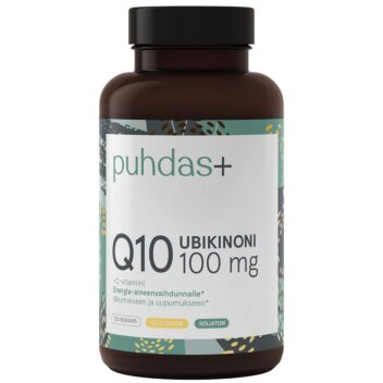 PUHDAS+ UBIKINONI Q10 100 MG + C-VITAMIINI VEGAN 120 KPL